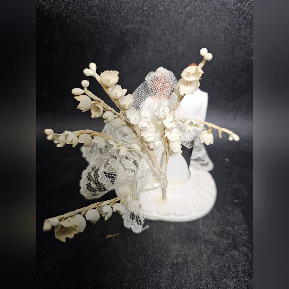 Elegant Wedding Cake Topper‎ with Lace Details
